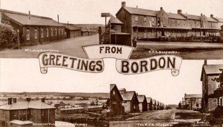 Postcard showing St Lucia Barracks, the RFA Barracks and the RFA Stables in Bordon, Hampshire Hampshire Record Office, 214M87/3